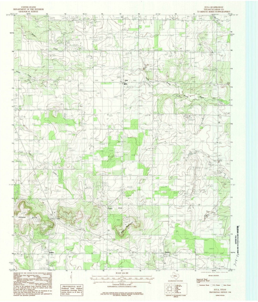 1984 EULA, TX - Texas - USGS Topographic Map
