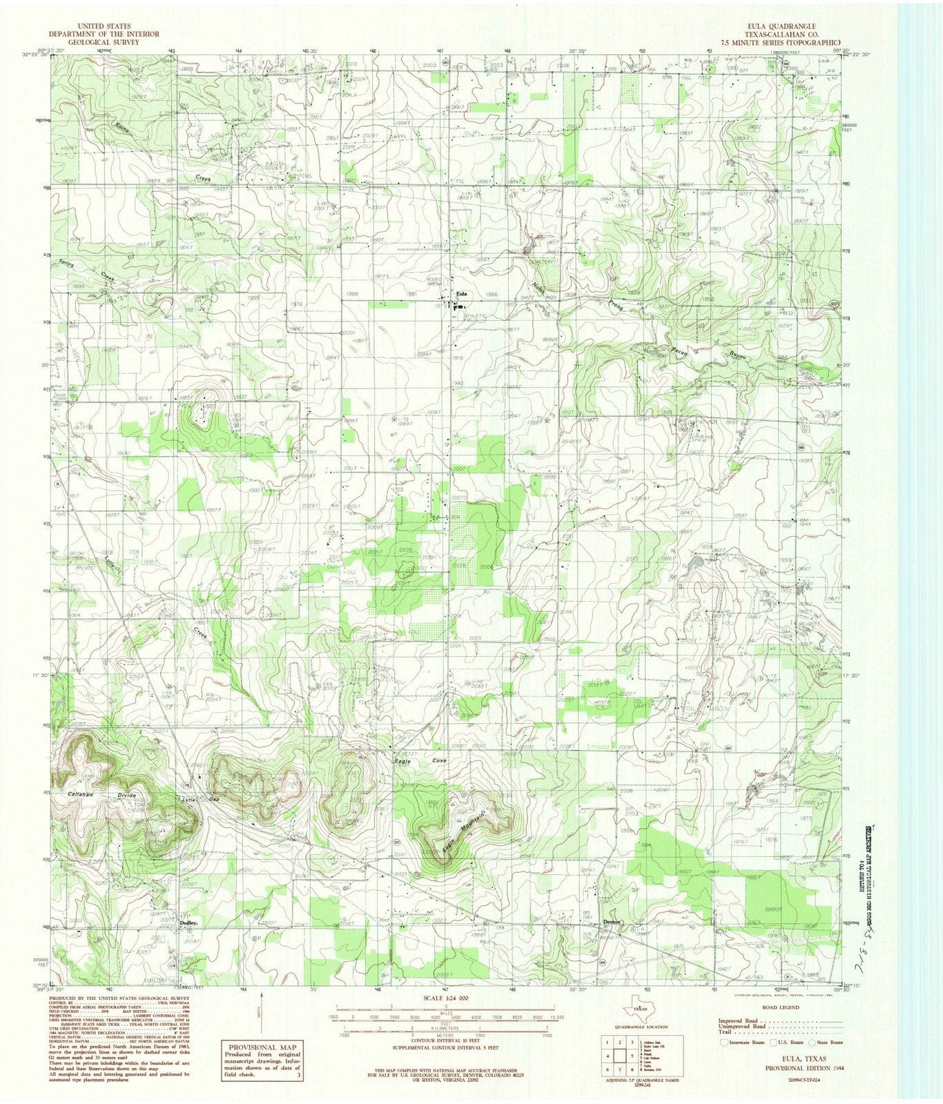 1984 EULA, TX - Texas - USGS Topographic Map