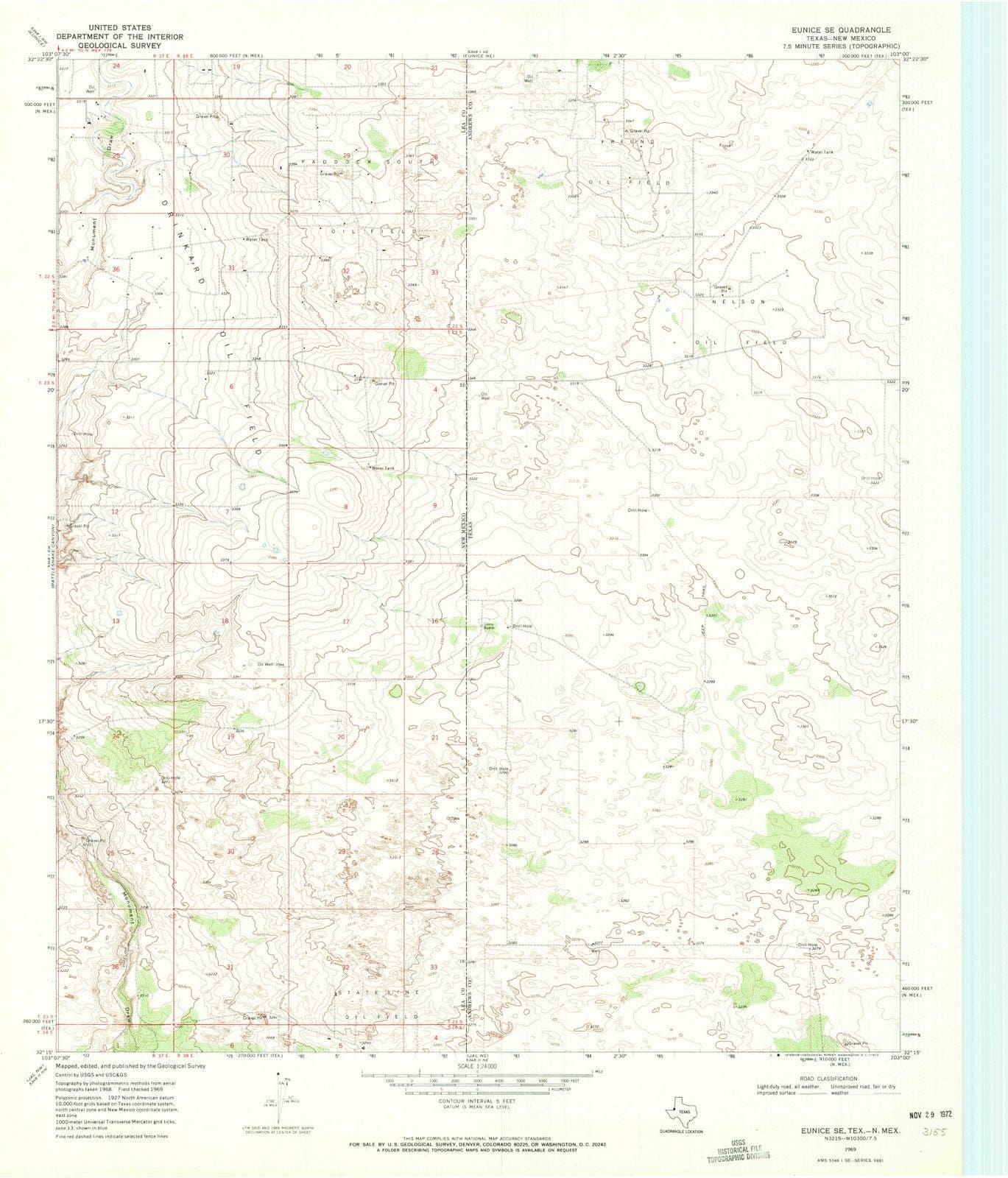 1969 Eunice, TX - Texas - USGS Topographic Map v2