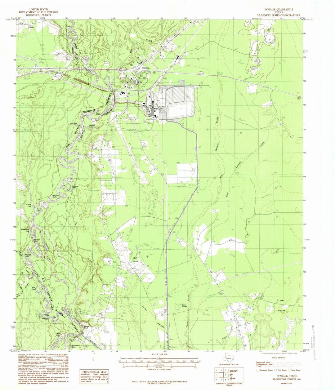 1984 Evadale, TX - Texas - USGS Topographic Map