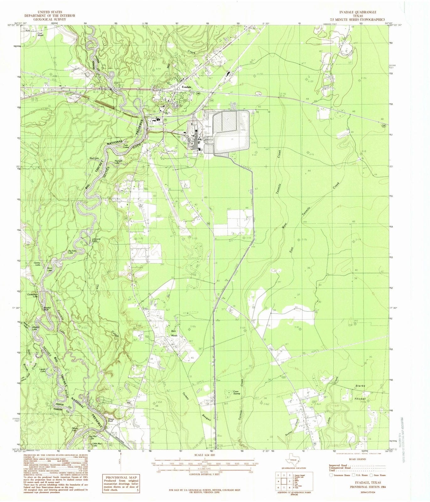 1984 Evadale, TX - Texas - USGS Topographic Map