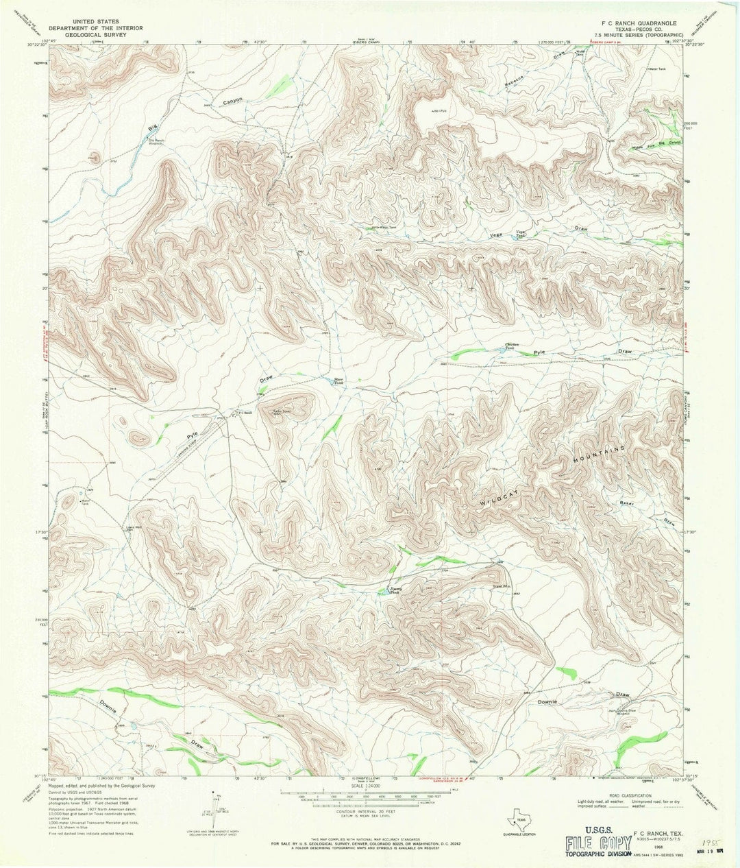 1968 F C Ranch, TX - Texas - USGS Topographic Map