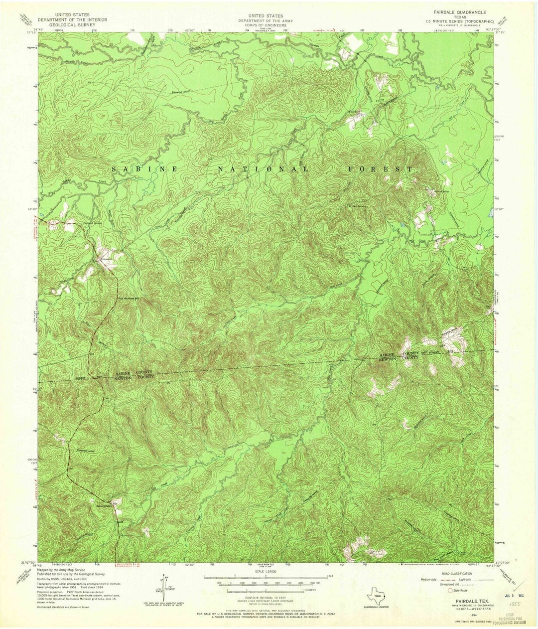 1954 Fairdale, TX - Texas - USGS Topographic Map