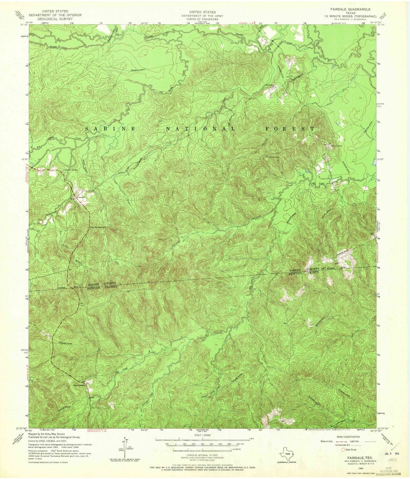 1954 Fairdale, TX - Texas - USGS Topographic Map
