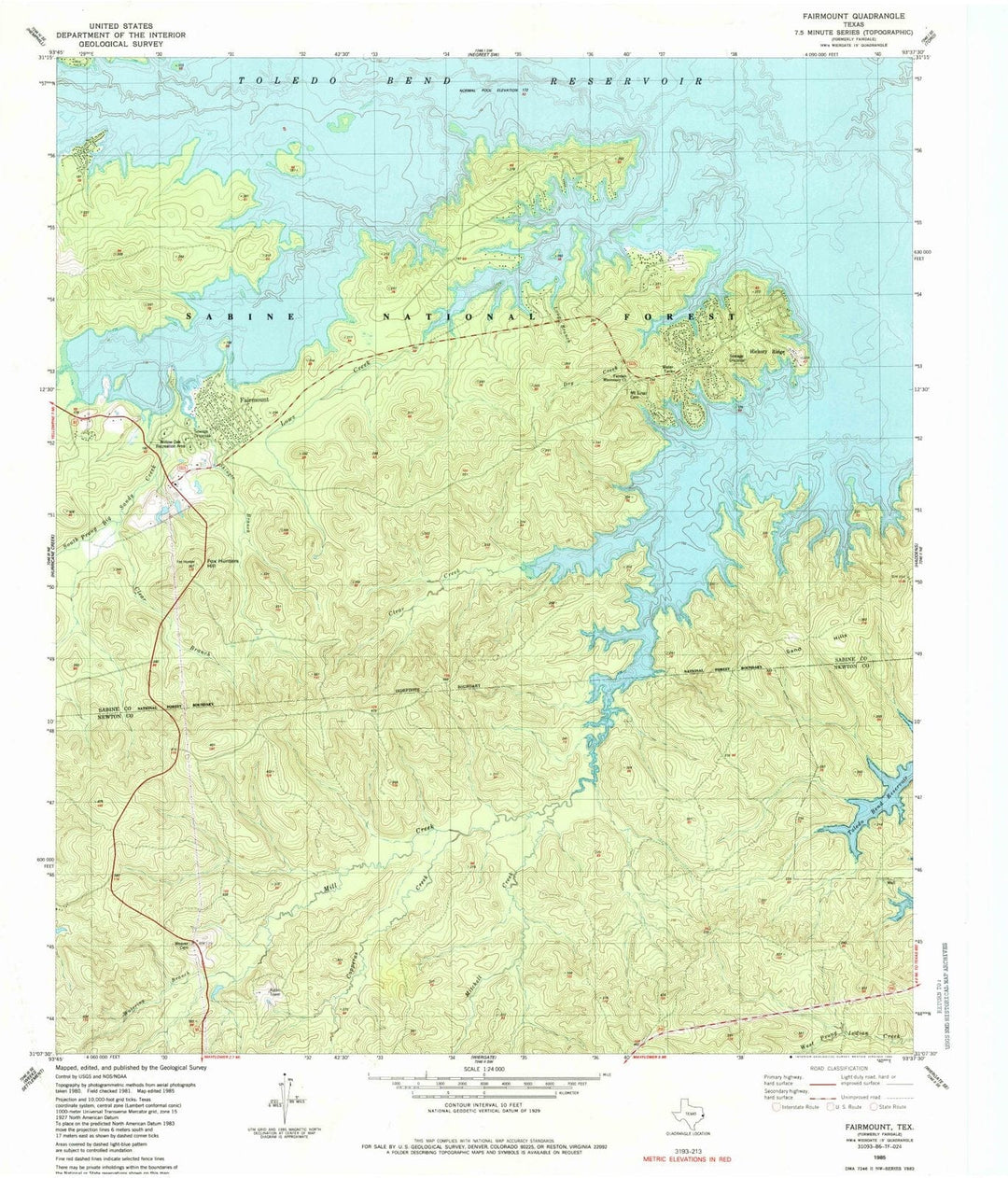 1985 Fairmount, TX - Texas - USGS Topographic Map