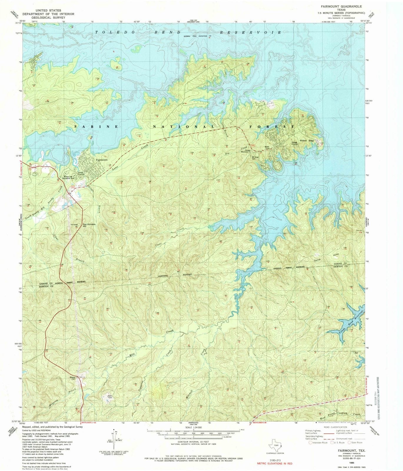 1985 Fairmount, TX - Texas - USGS Topographic Map
