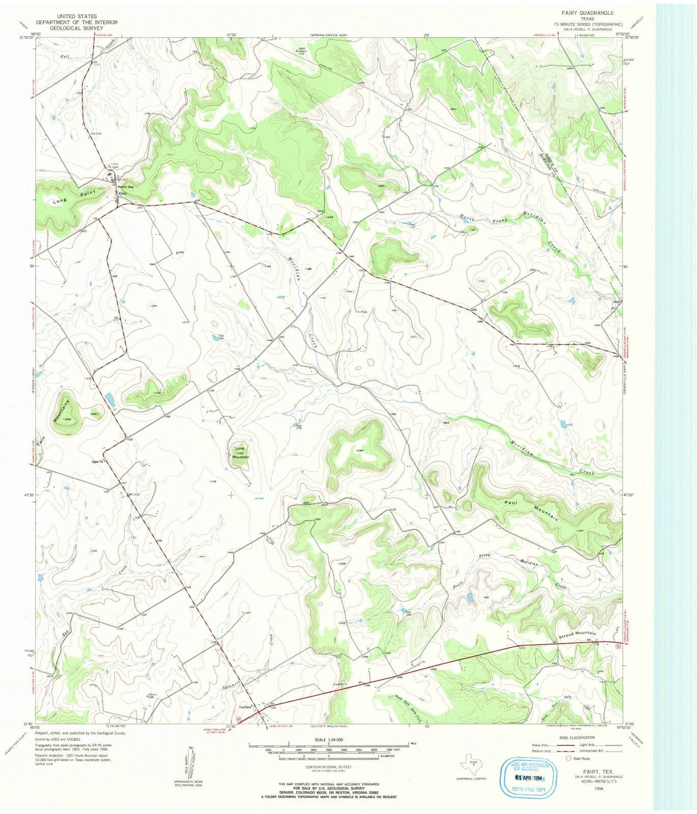 1956 Fairy, TX - Texas - USGS Topographic Map