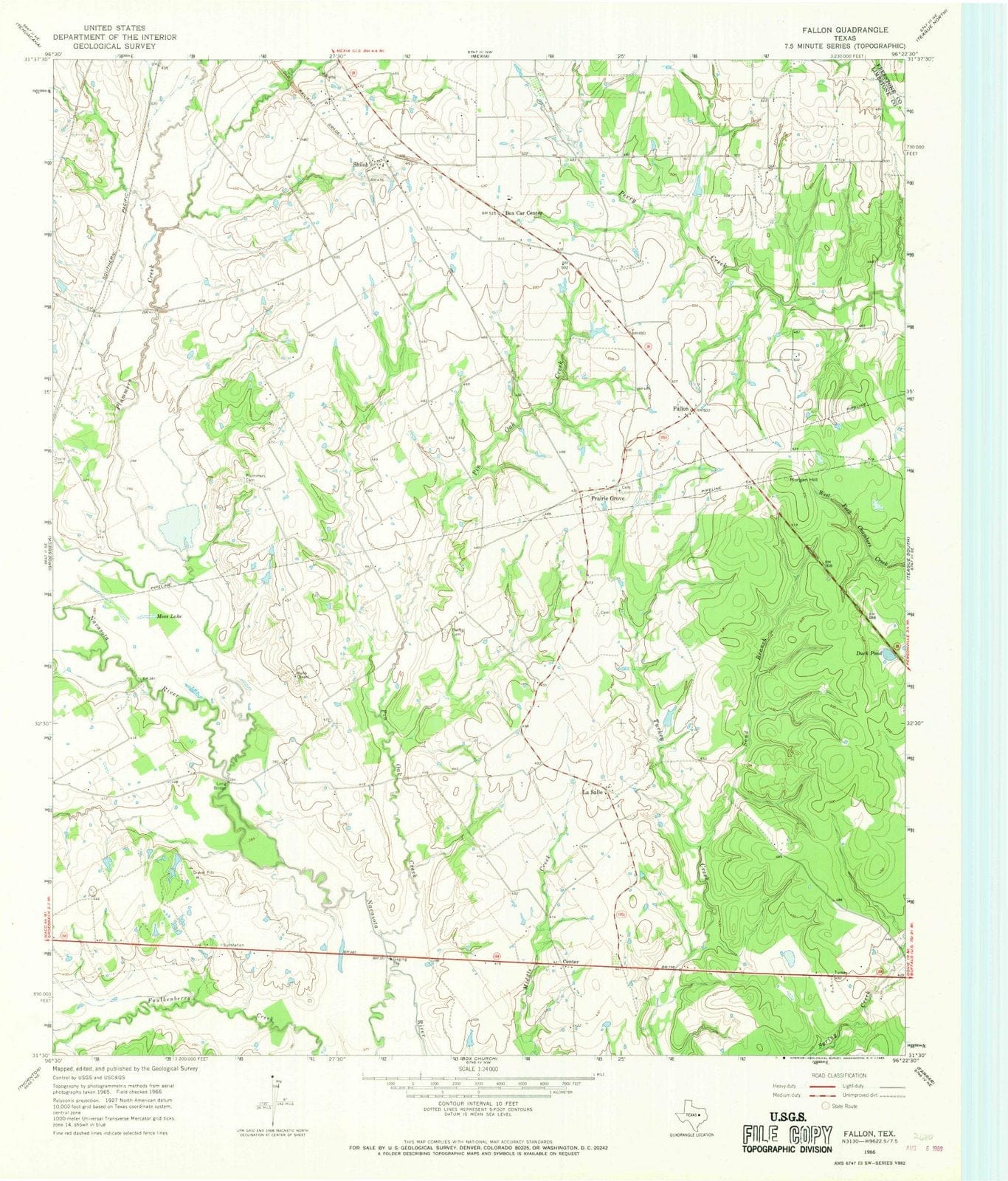 1966 Fallon, TX - Texas - USGS Topographic Map