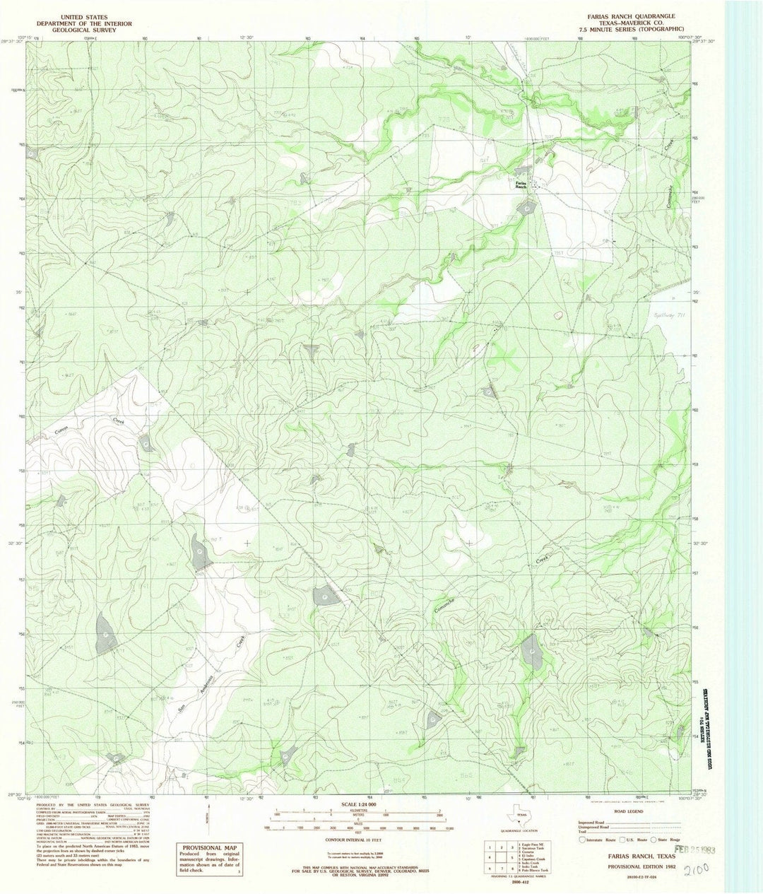 1982 Farias Ranch, TX - Texas - USGS Topographic Map