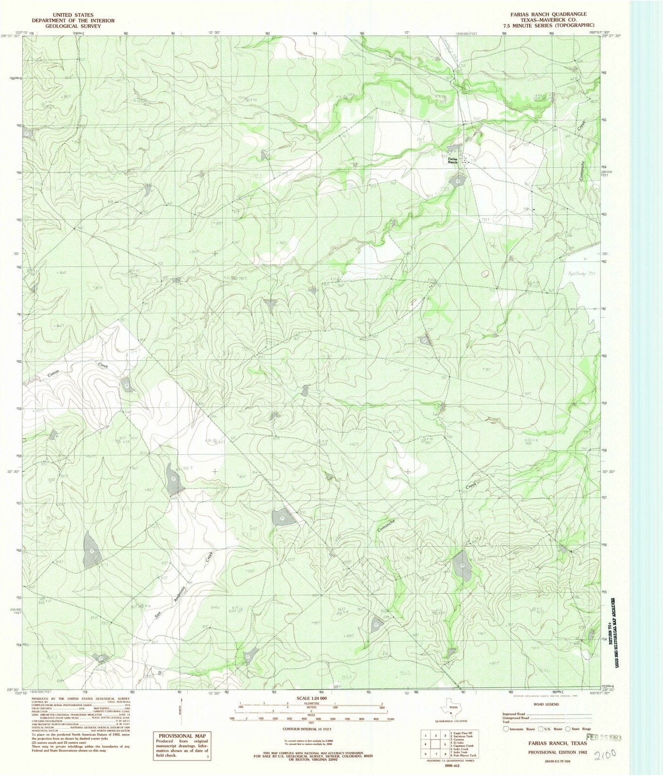 1982 Farias Ranch, TX - Texas - USGS Topographic Map