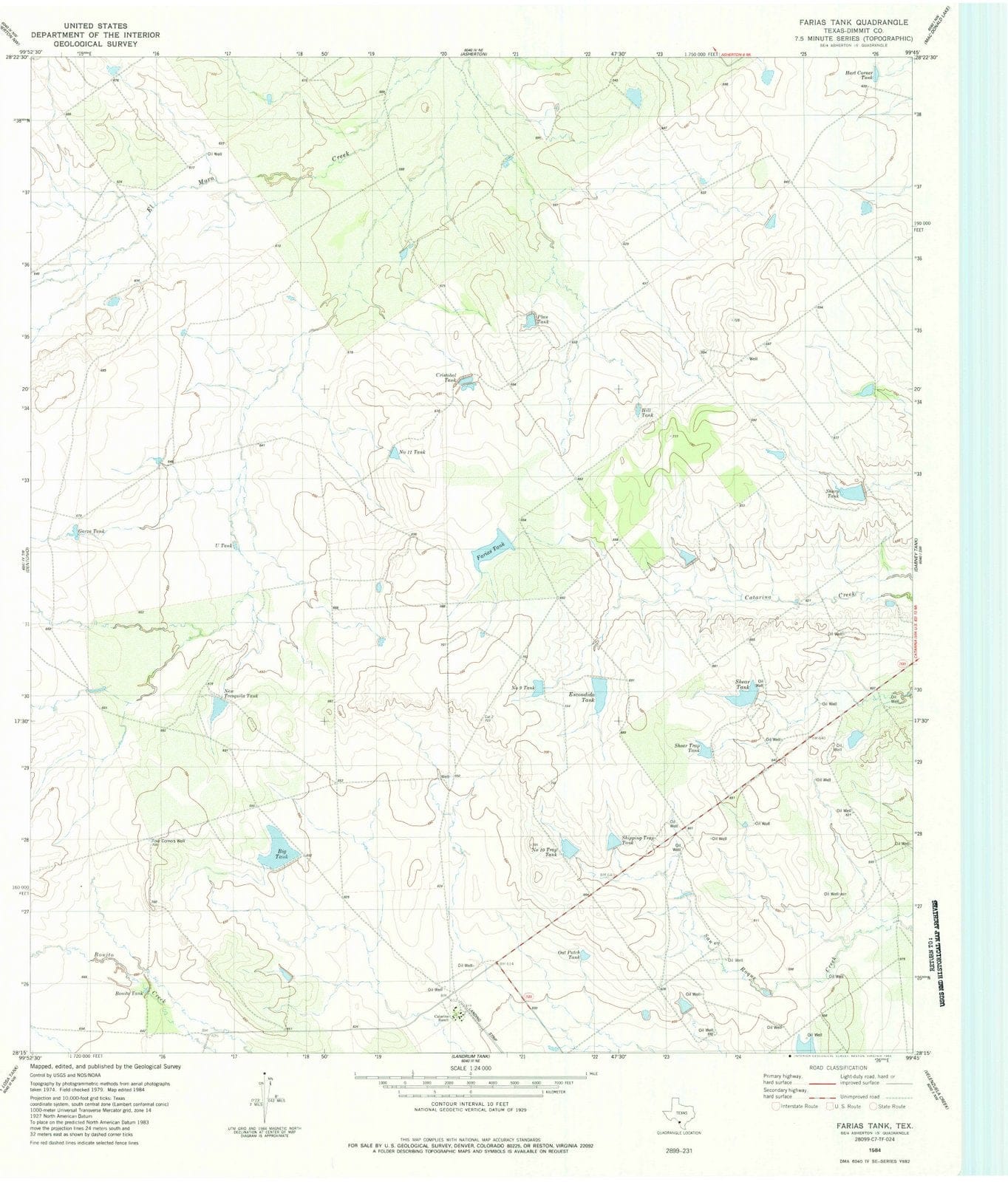1984 Farias Tank, TX - Texas - USGS Topographic Map
