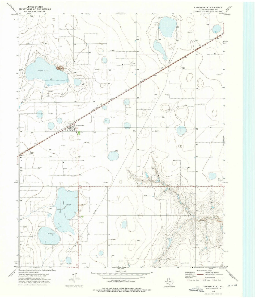 1973 Farnsworth, TX - Texas - USGS Topographic Map
