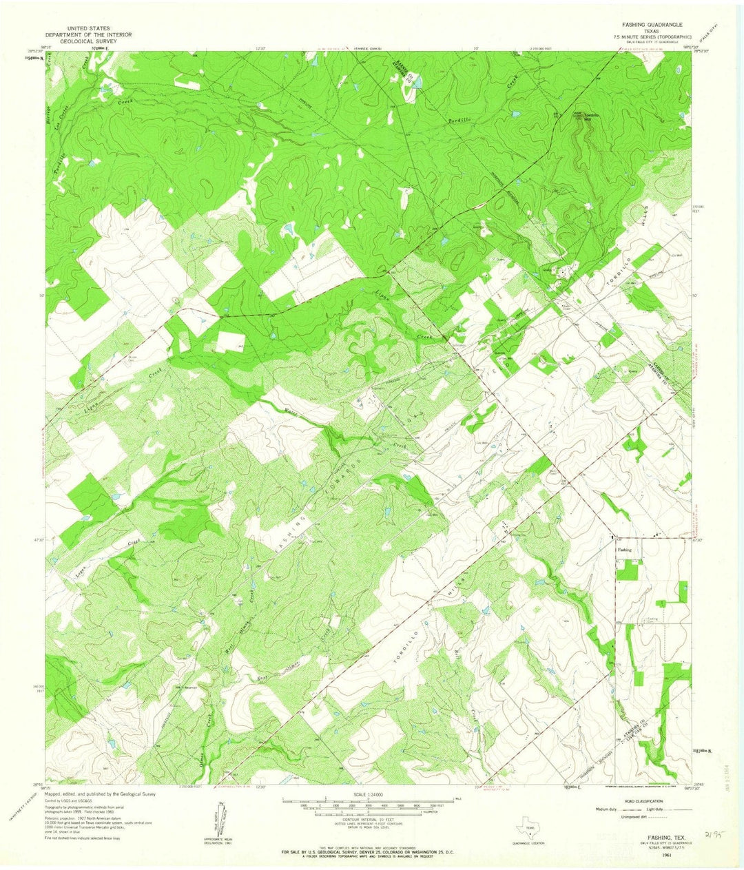 1961 Fashing, TX - Texas - USGS Topographic Map