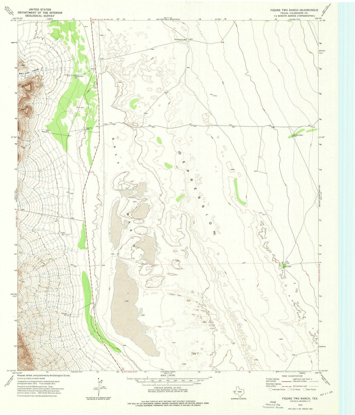 1973 Figure Two Ranch, TX - Texas - USGS Topographic Map