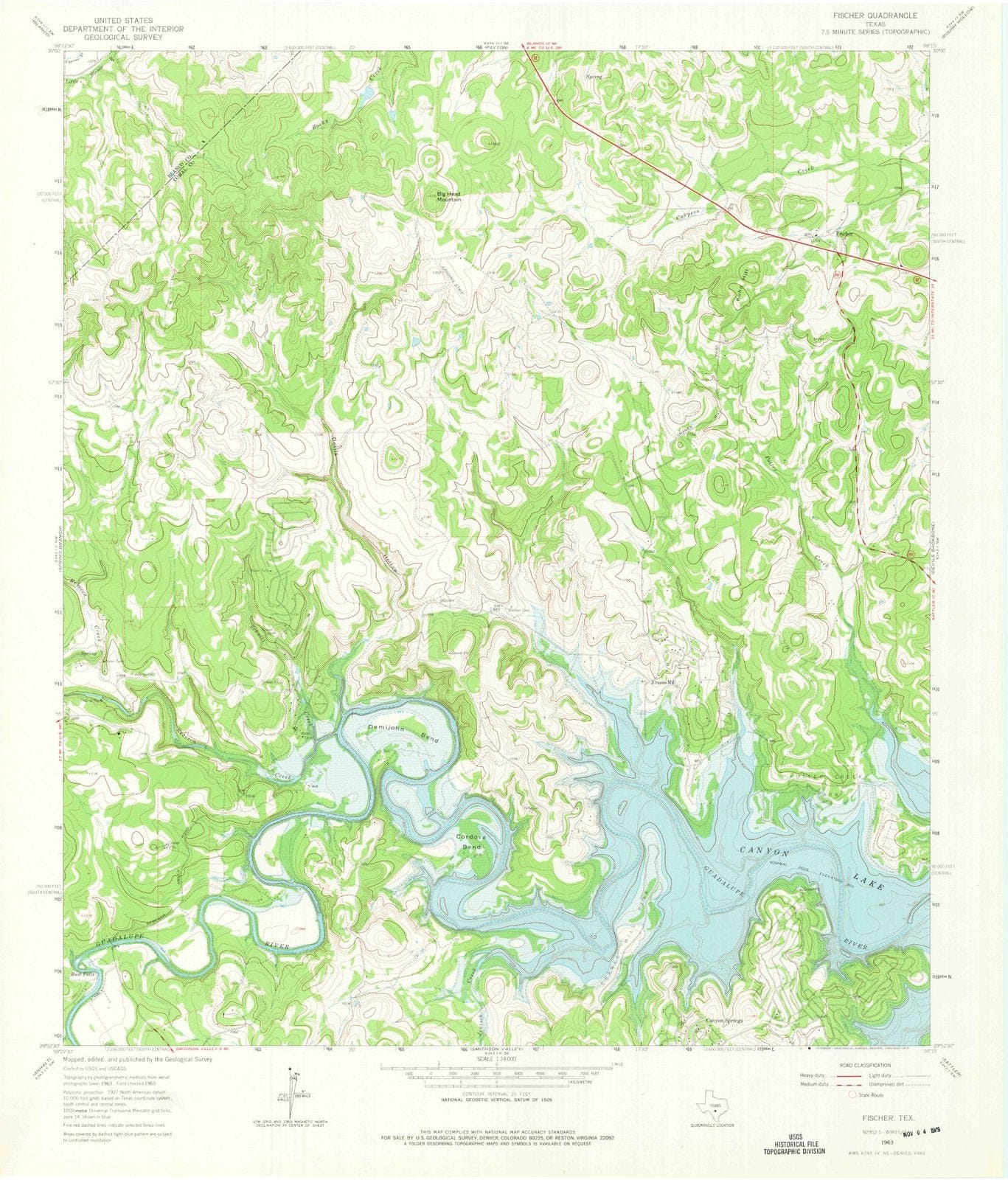 1963 Fischer, TX - Texas - USGS Topographic Map