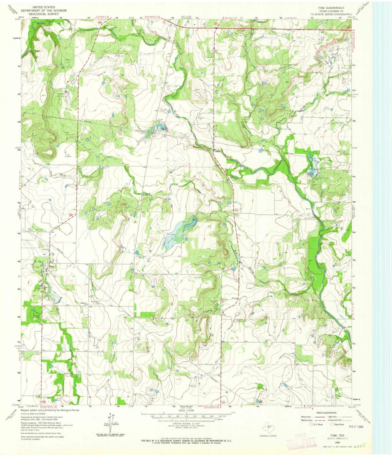 1964 Fisk, TX - Texas - USGS Topographic Map