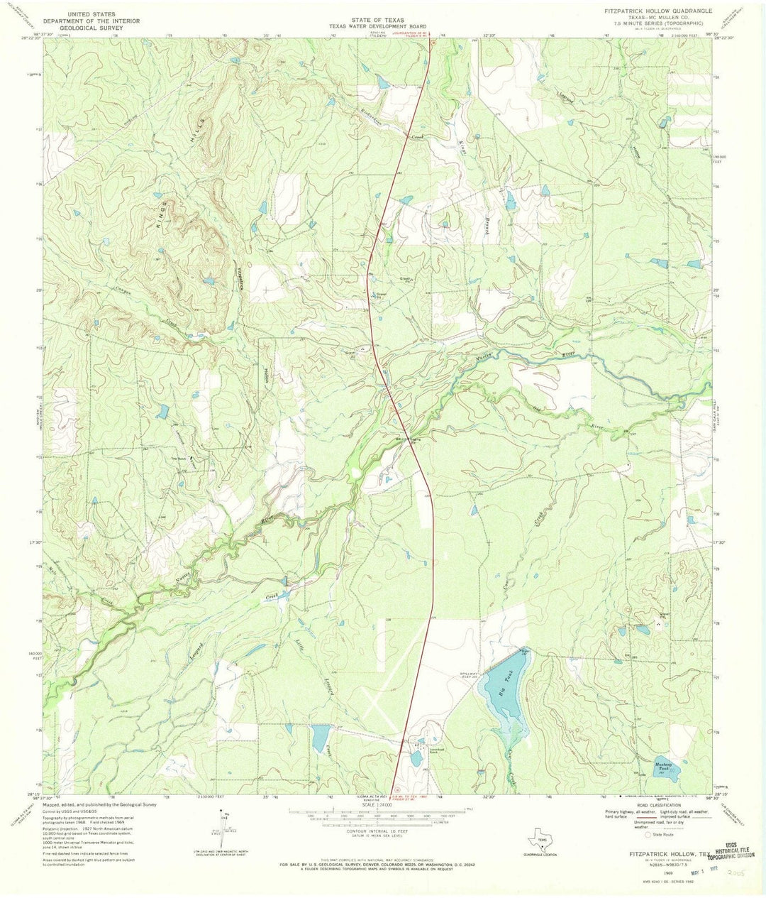 1969 Fitzpatrick Hollow, TX - Texas - USGS Topographic Map