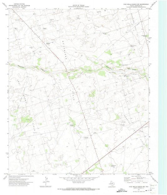 1971 Five Wells Ranch, TX - Texas - USGS Topographic Map