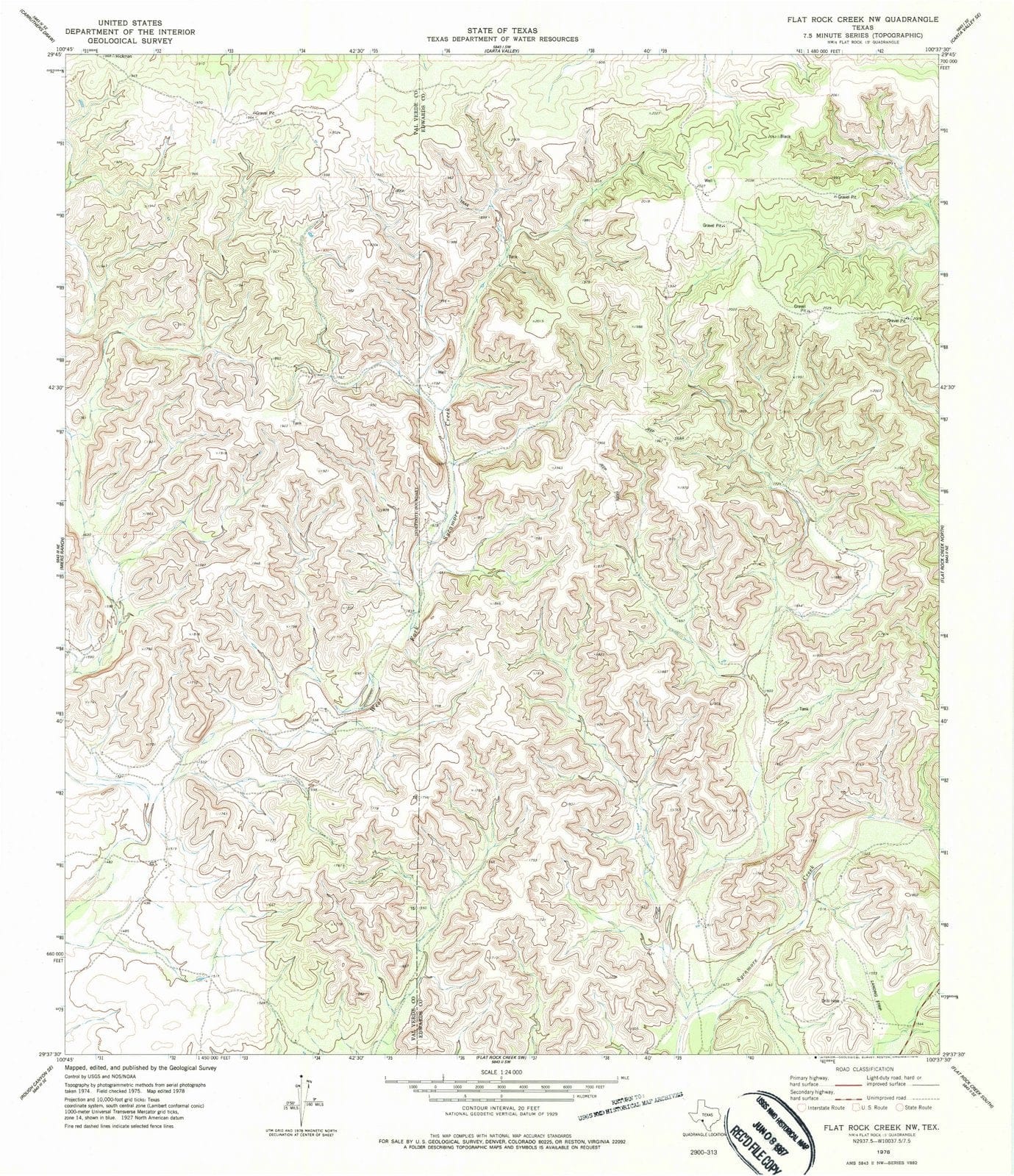 1978 Flat Rock Creek, TX - Texas - USGS Topographic Map