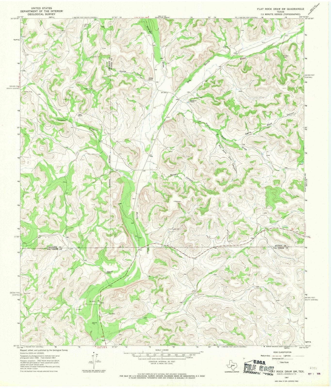 1967 Flat Rockraw, TX - Texas - USGS Topographic Map v2