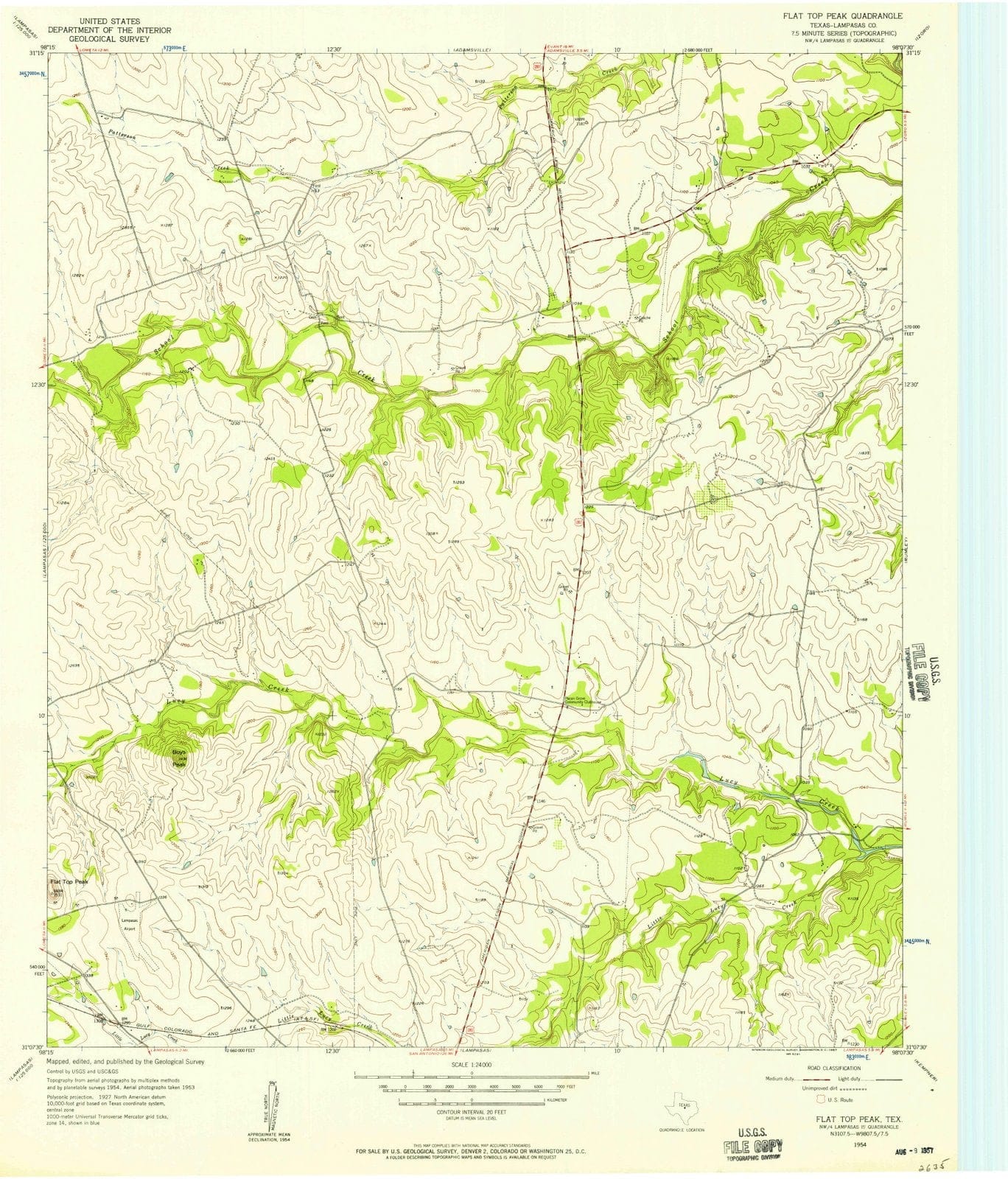 1954 Flat Top Peak, TX - Texas - USGS Topographic Map
