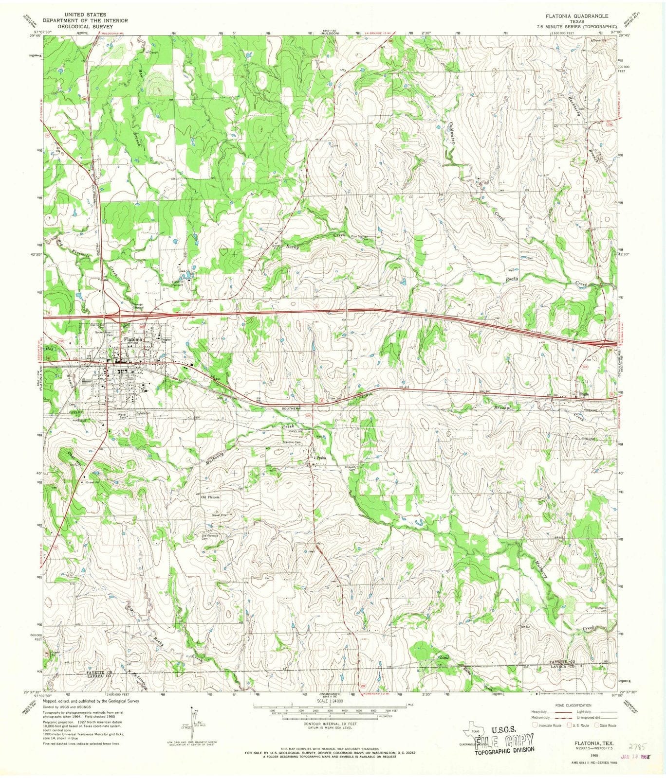 1965 Flatonia, TX - Texas - USGS Topographic Map
