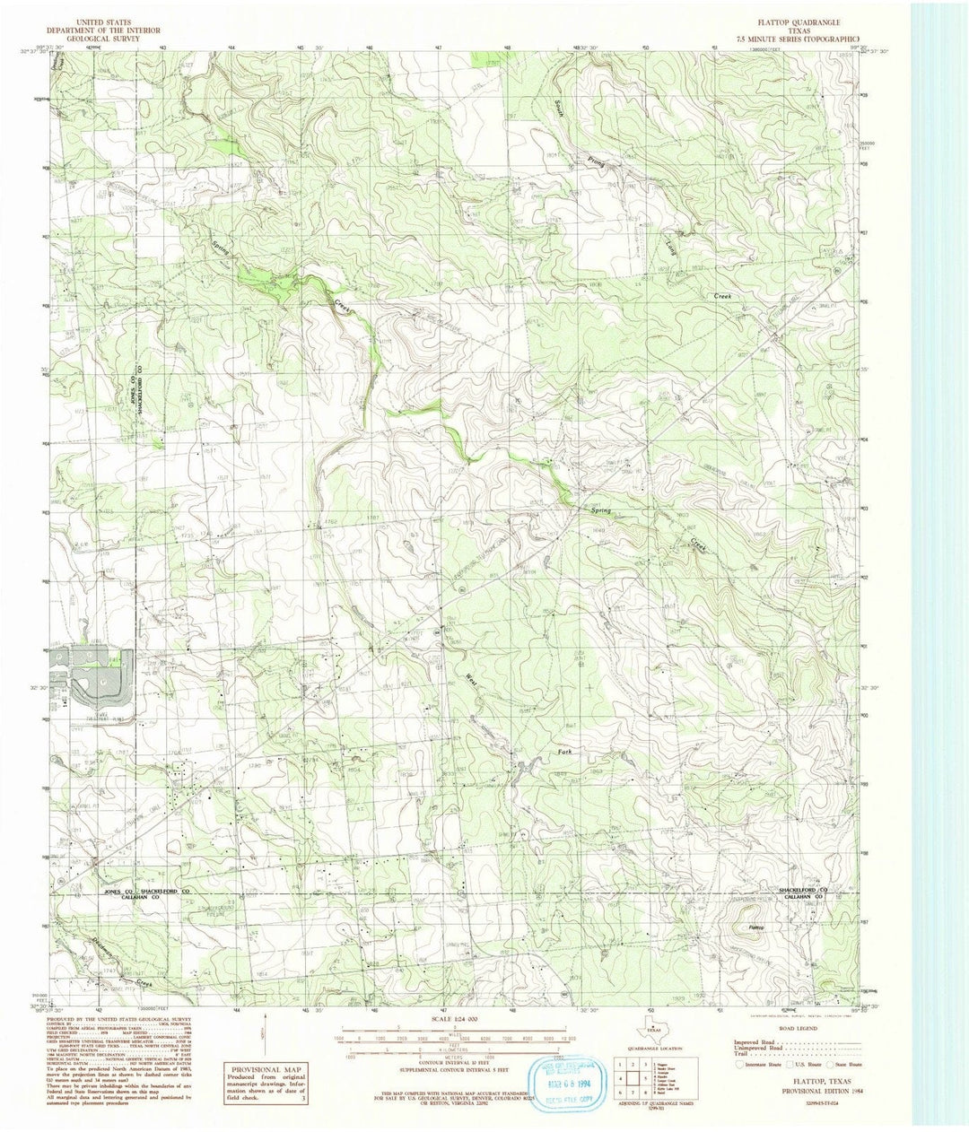 1984 Flattop, TX - Texas - USGS Topographic Map