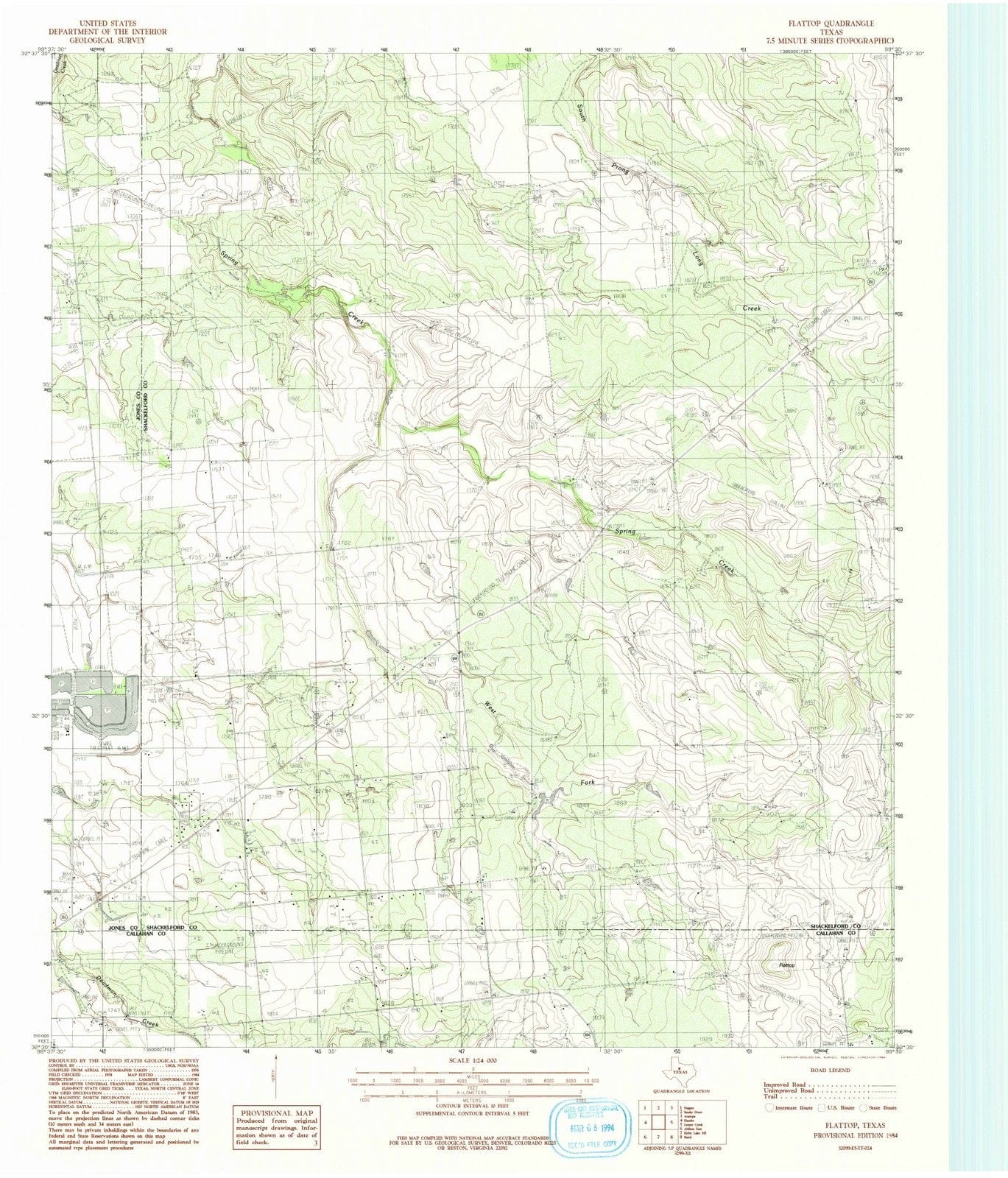 1984 Flattop, TX - Texas - USGS Topographic Map