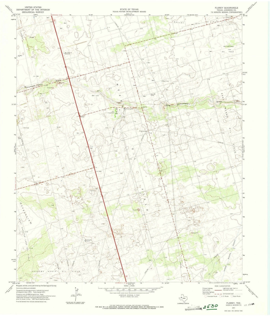 1971 Florey, TX - Texas - USGS Topographic Map