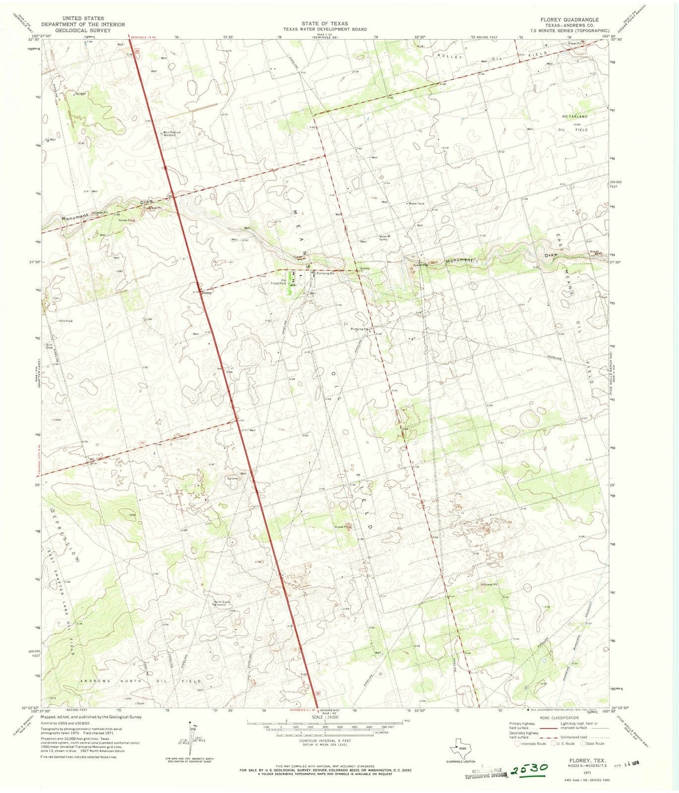 1971 Florey, TX - Texas - USGS Topographic Map