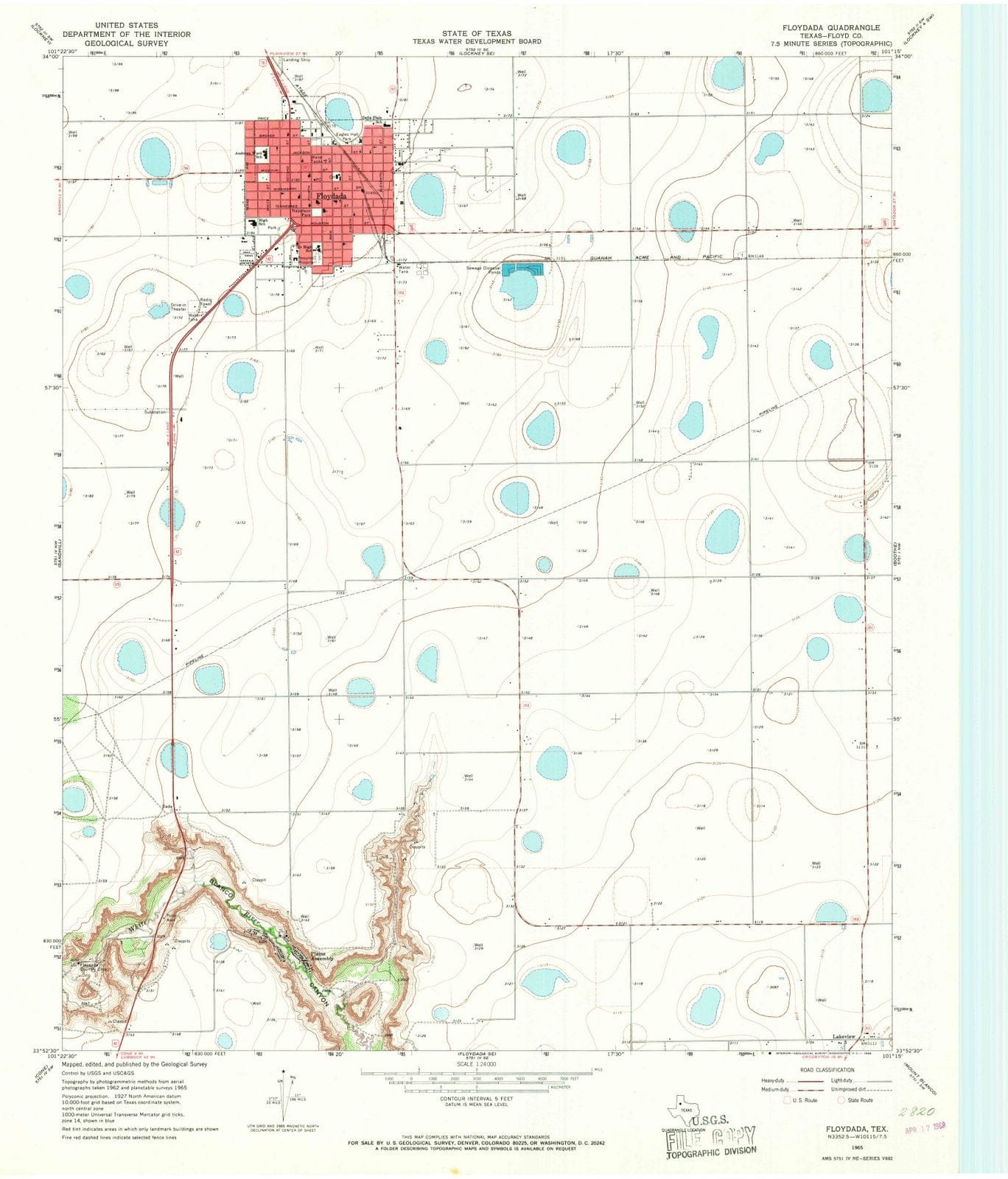1965 Floydada, TX - Texas - USGS Topographic Map