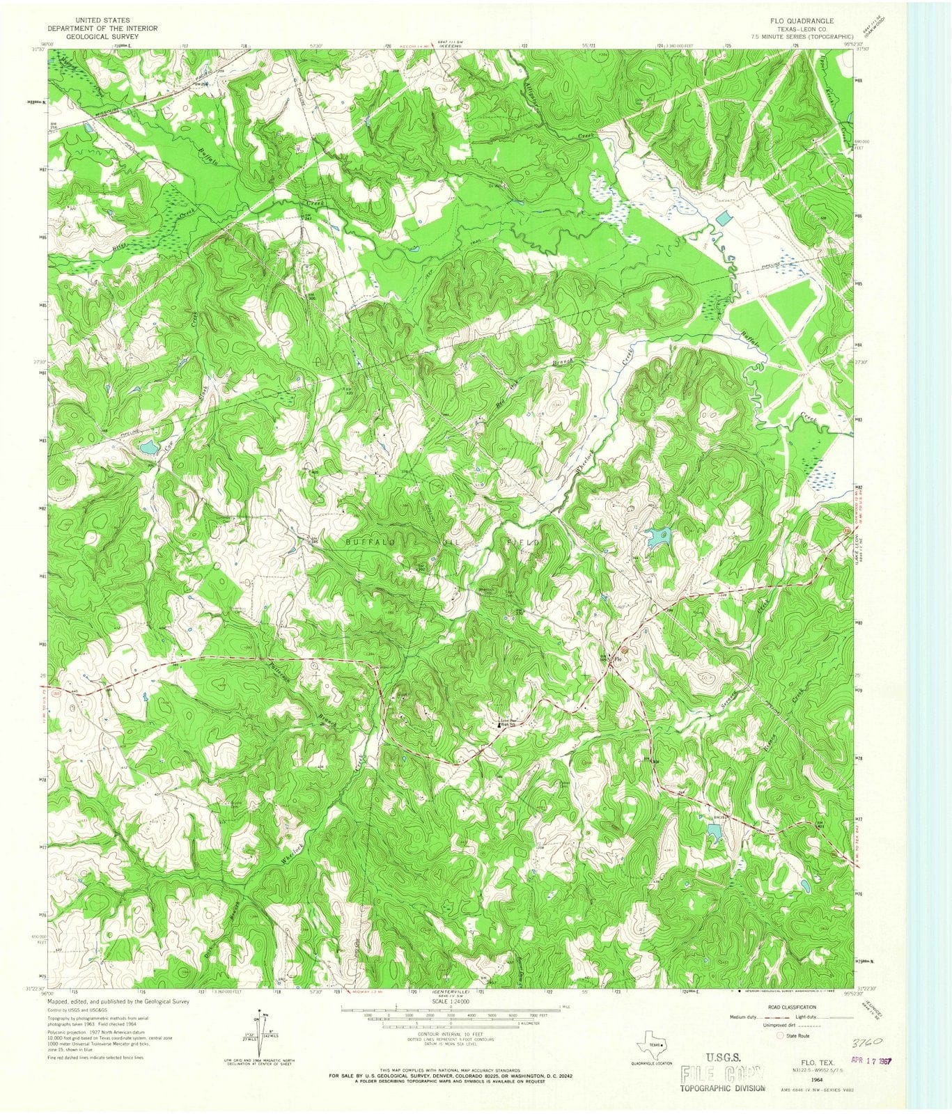 1964 Flo, TX - Texas - USGS Topographic Map