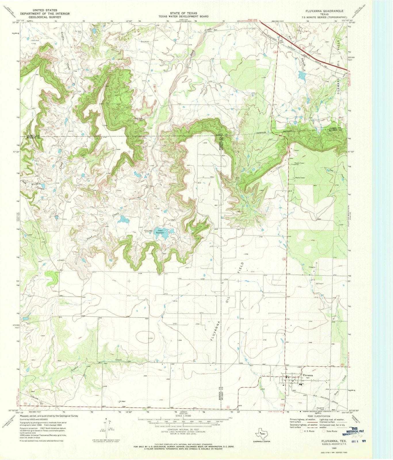 1969 Fluvanna, TX - Texas - USGS Topographic Map
