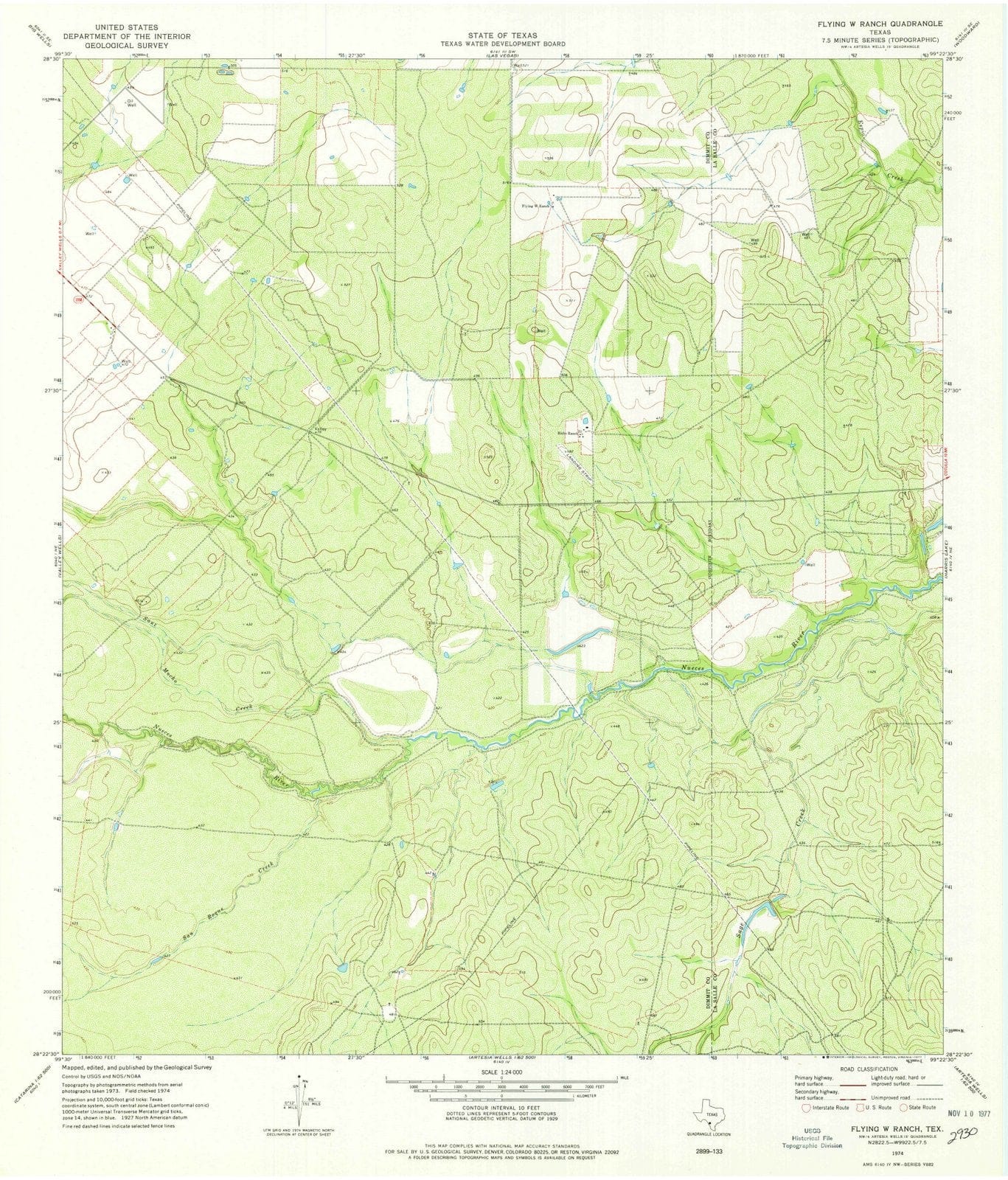 1974 Flying W Ranch, TX - Texas - USGS Topographic Map