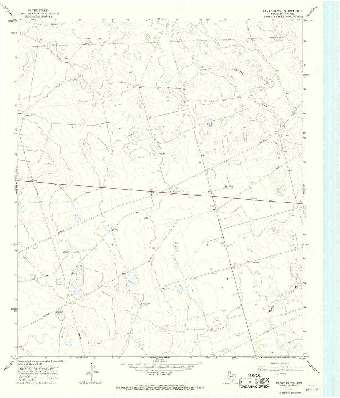 1966 Flynt Ranch, TX - Texas - USGS Topographic Map