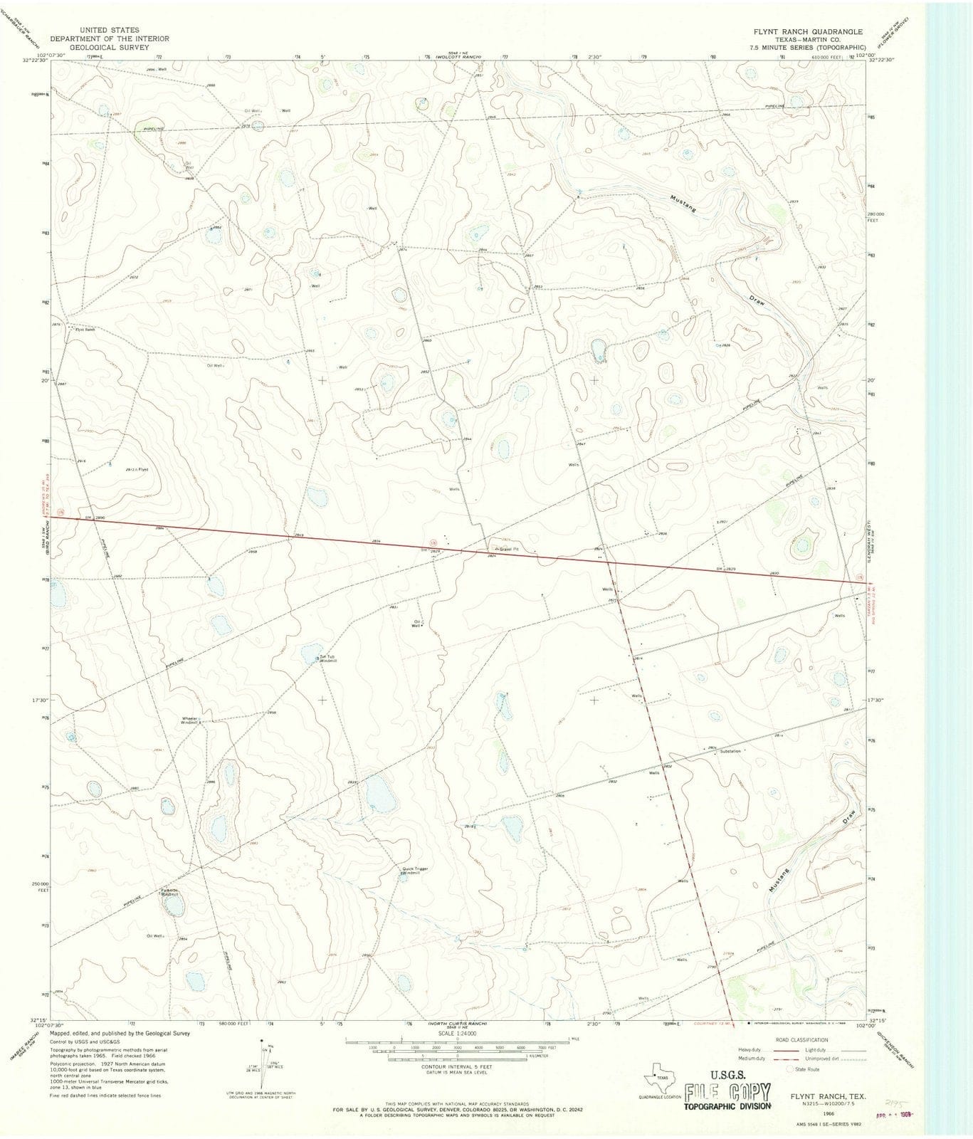1966 Flynt Ranch, TX - Texas - USGS Topographic Map