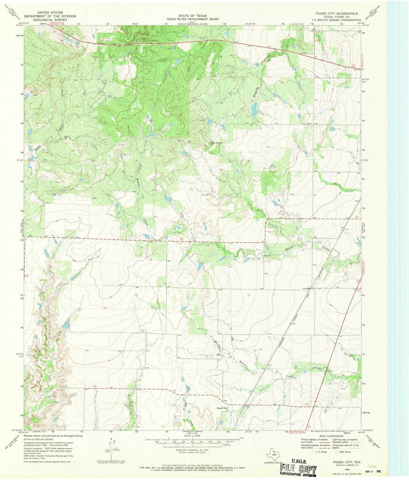 1968 Foard City, TX - Texas - USGS Topographic Map