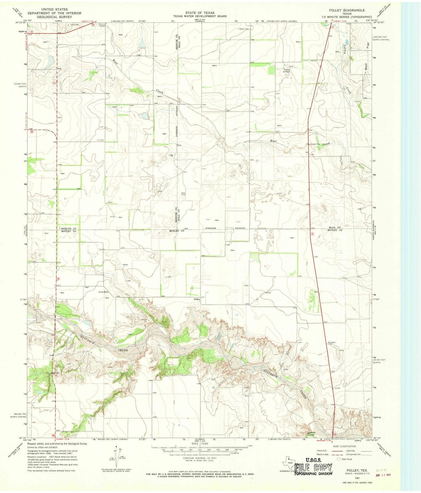 1967 Folley, TX - Texas - USGS Topographic Map