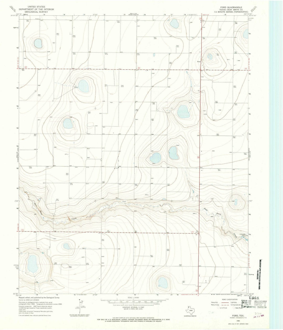 1966 Ford, TX - Texas - USGS Topographic Map