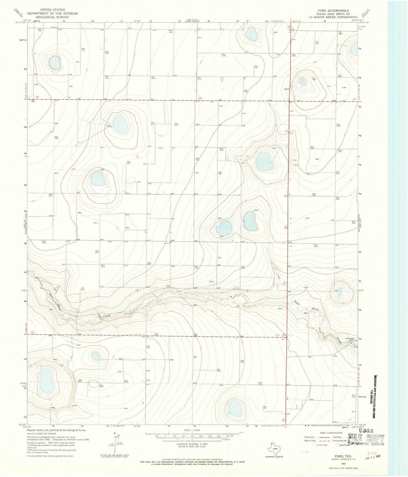 1966 Ford, TX - Texas - USGS Topographic Map