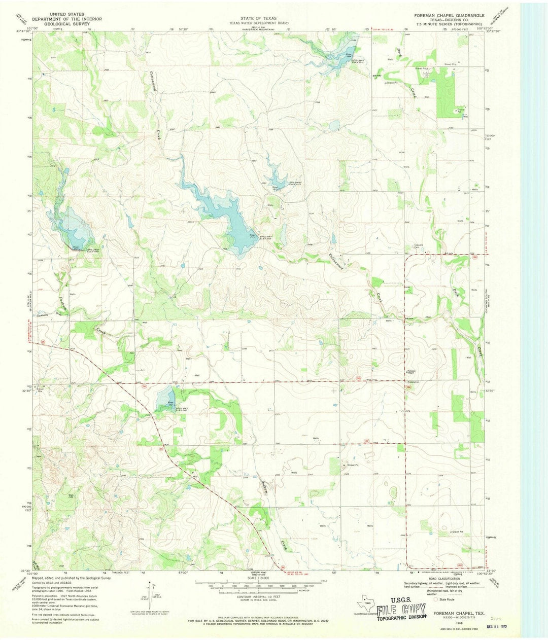 1968 Foreman Chapel, TX - Texas - USGS Topographic Map