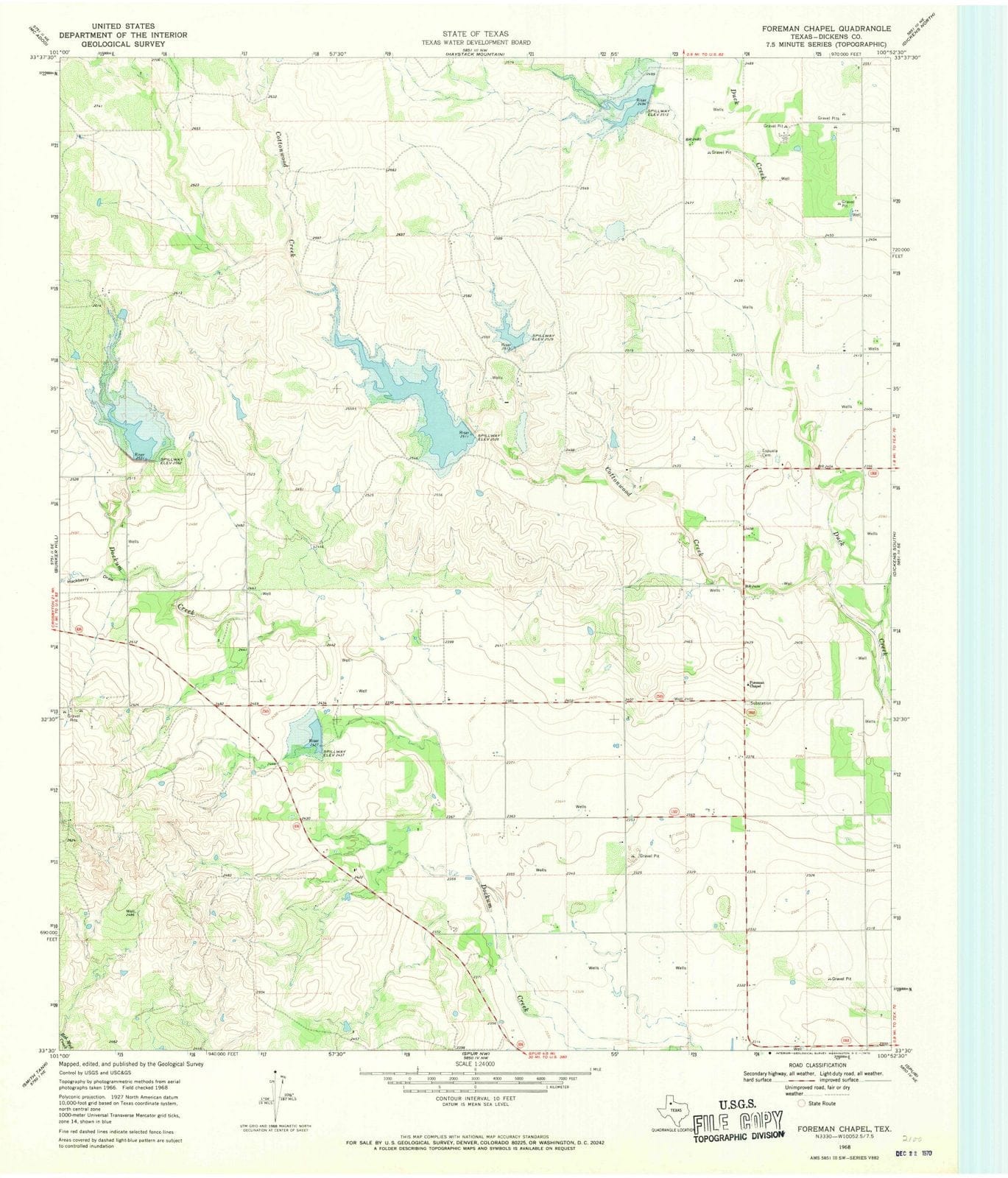 1968 Foreman Chapel, TX - Texas - USGS Topographic Map