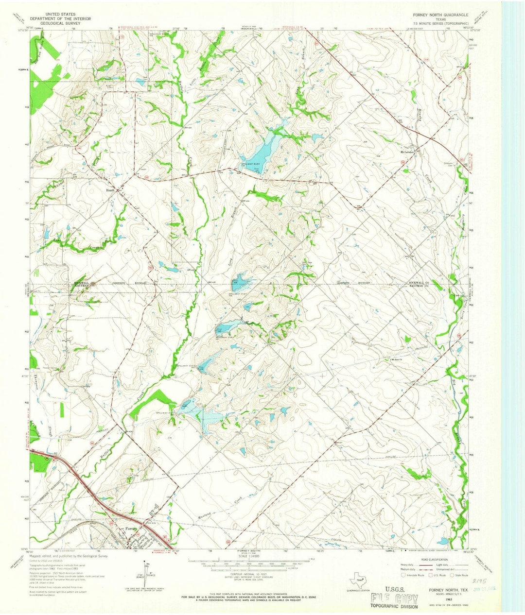 1963 Forney, TX - Texas - USGS Topographic Map