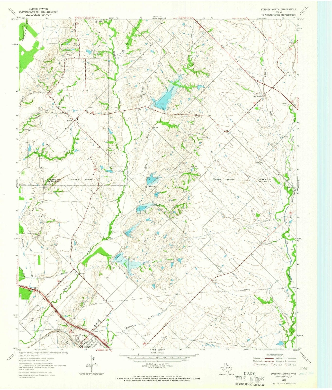 1963 Forney, TX - Texas - USGS Topographic Map