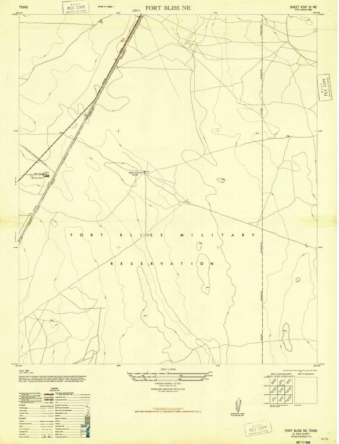 1948 Fort Bliss, TX - Texas - USGS Topographic Map