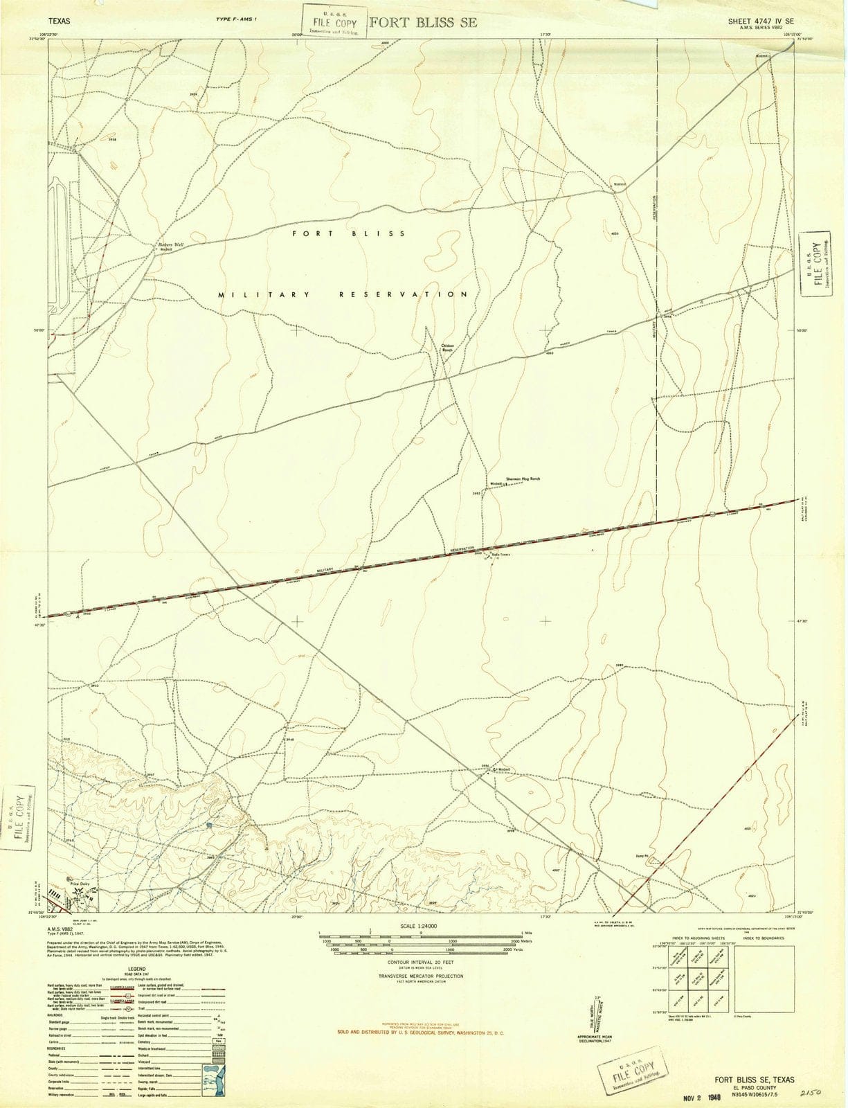 1948 Fort Bliss, TX - Texas - USGS Topographic Map v2
