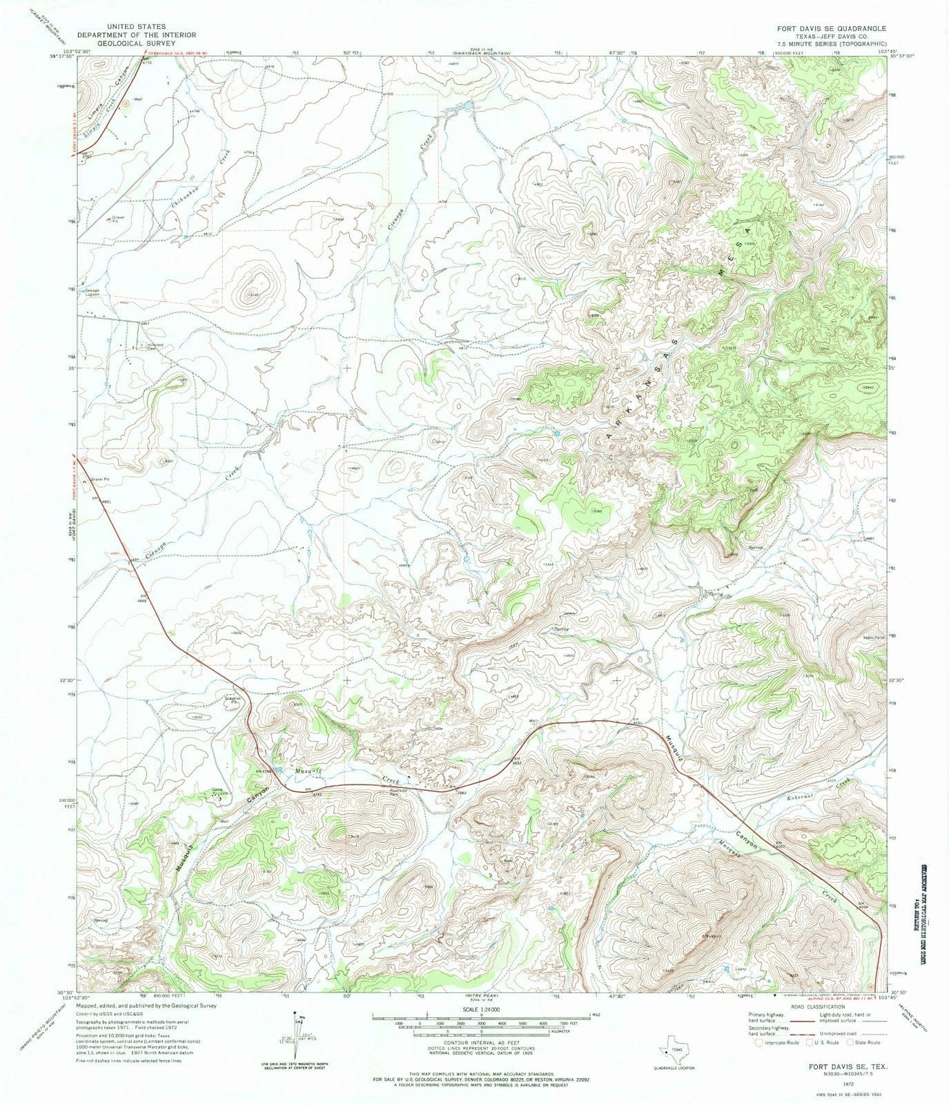 1972 Fortavis, TX - Texas - USGS Topographic Map