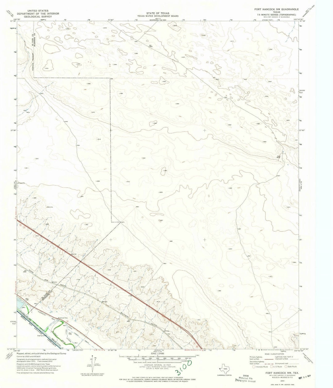 1972 Fort Hancock, TX - Texas - USGS Topographic Map