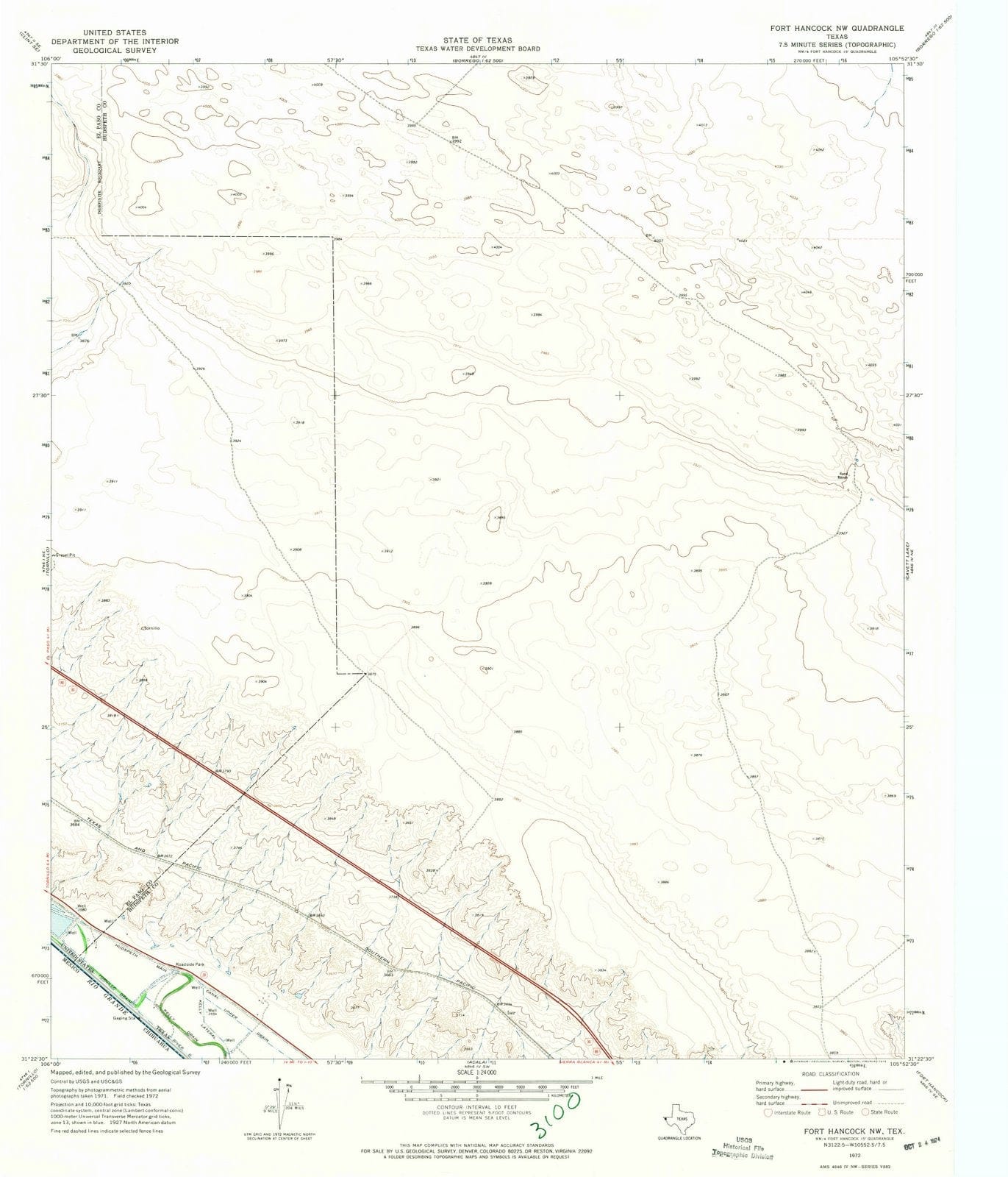 1972 Fort Hancock, TX - Texas - USGS Topographic Map