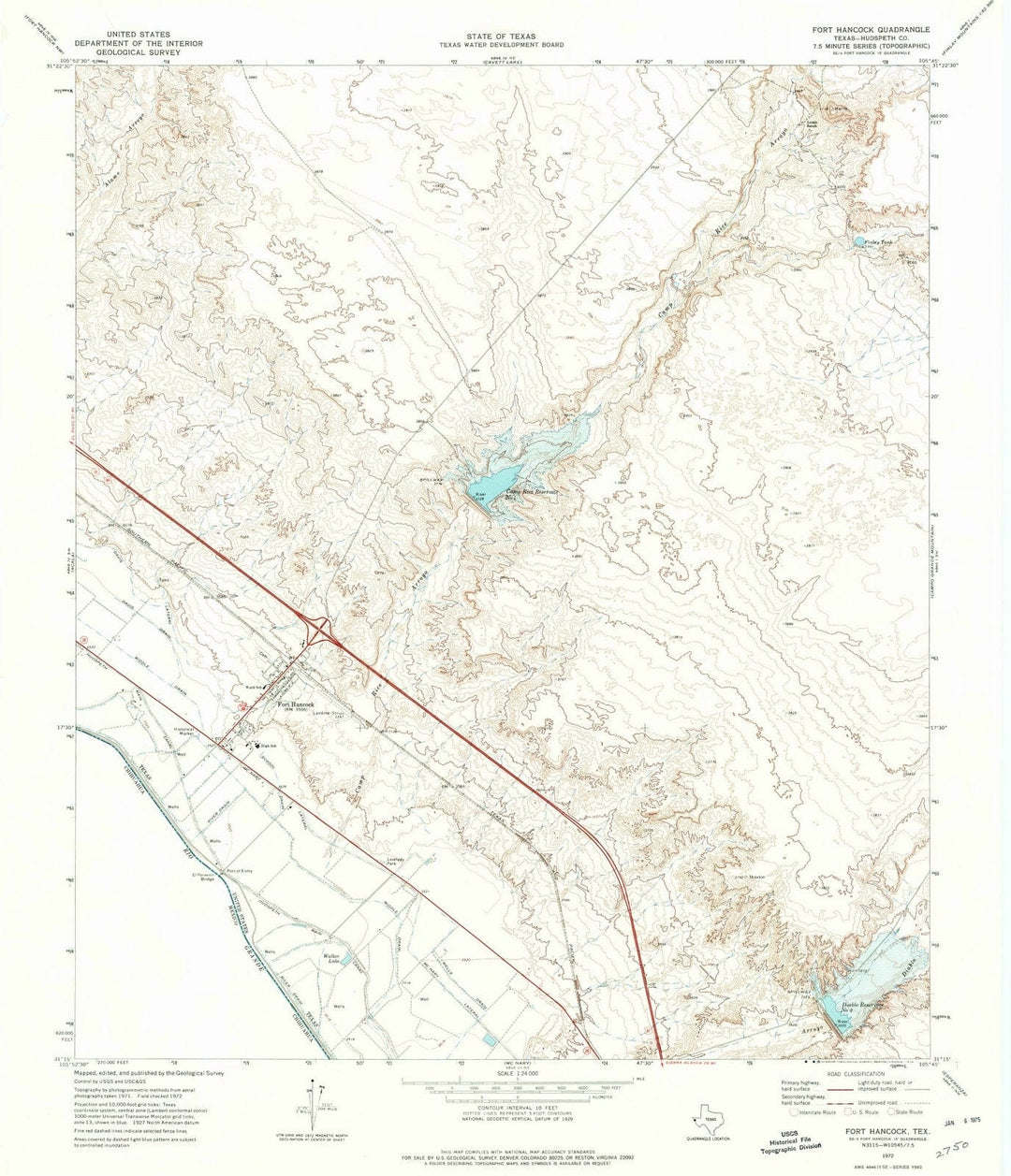 1972 Fort Hancock, TX - Texas - USGS Topographic Map v2
